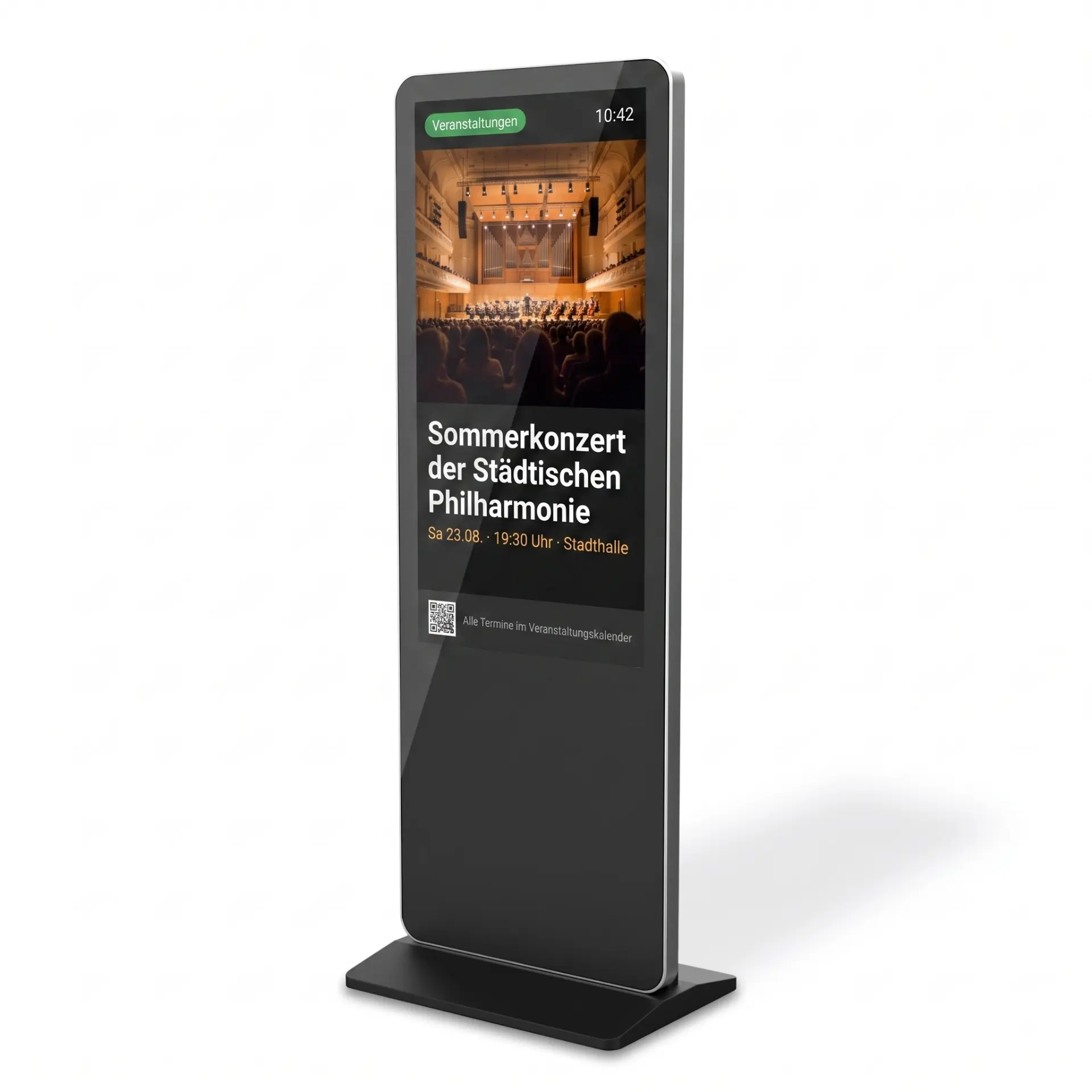 Digitale Stele mit Veranstaltungshinweis auf ein Sommerkonzert